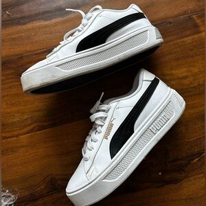 Puma White and Black Platform Sneakers